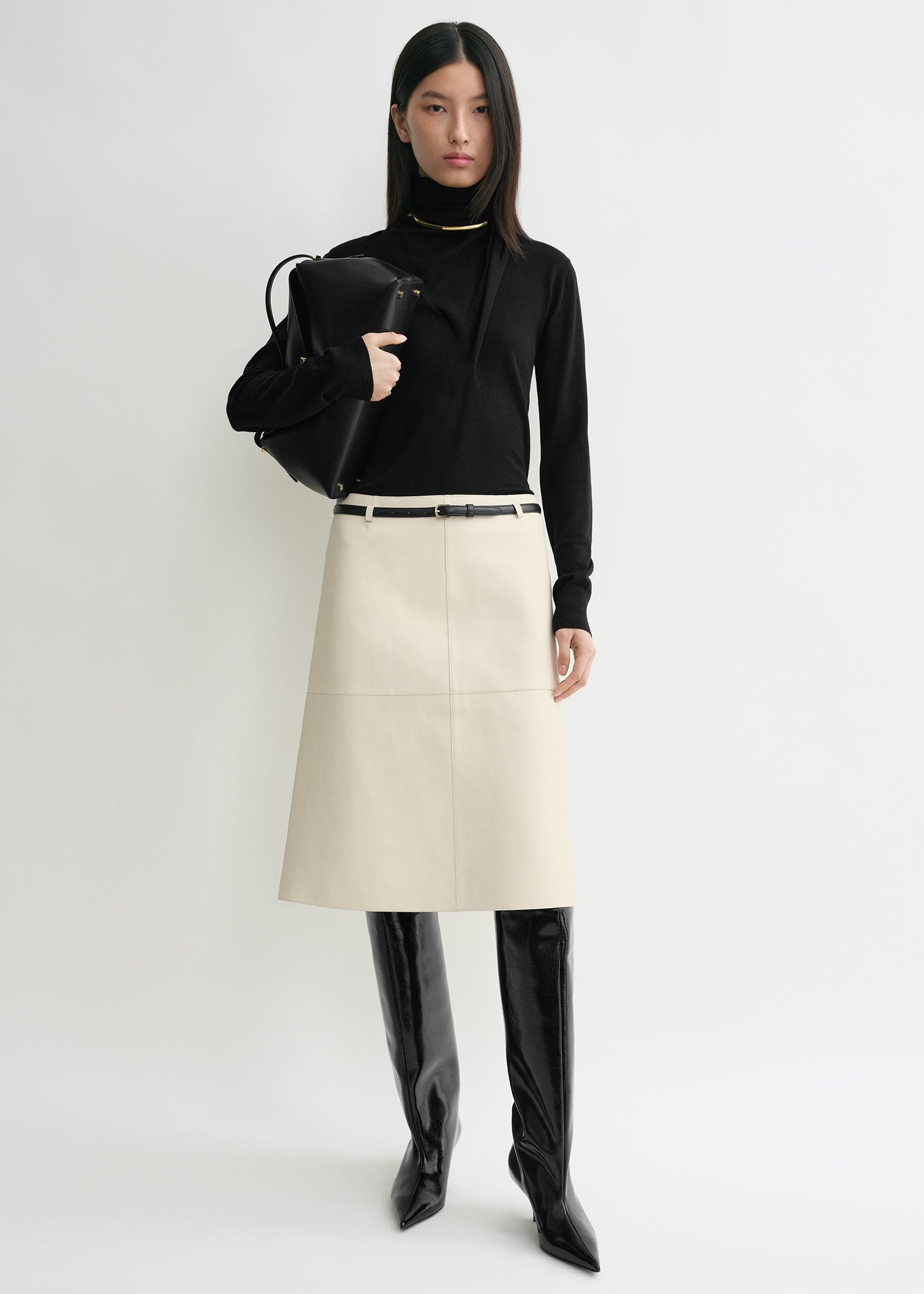 Double leather skirt off-white - 2