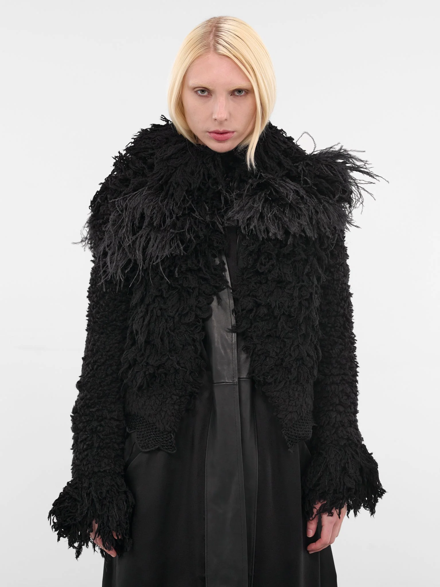 Leke Black Feather Shearling Jacket - 1