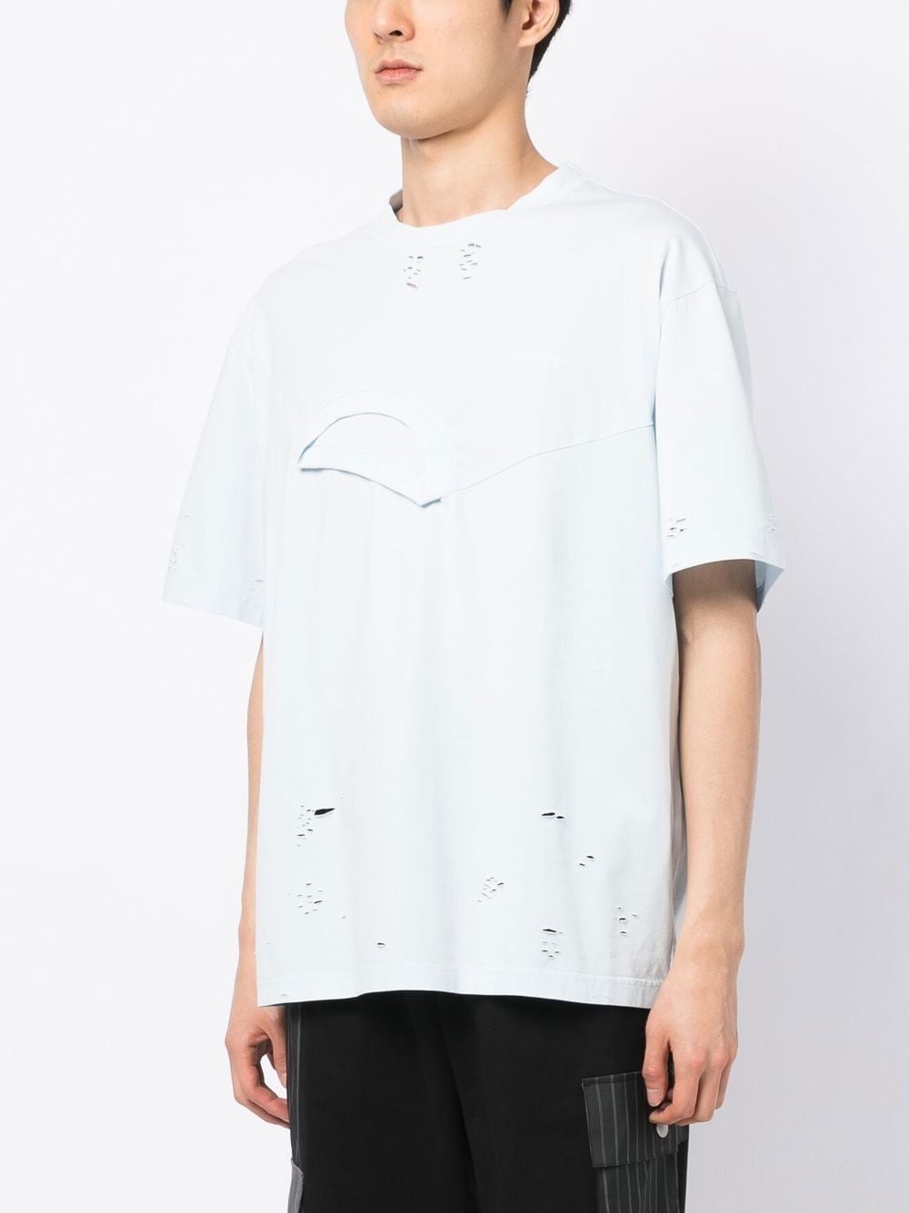 double-layer distressed effect T-shirt - 3
