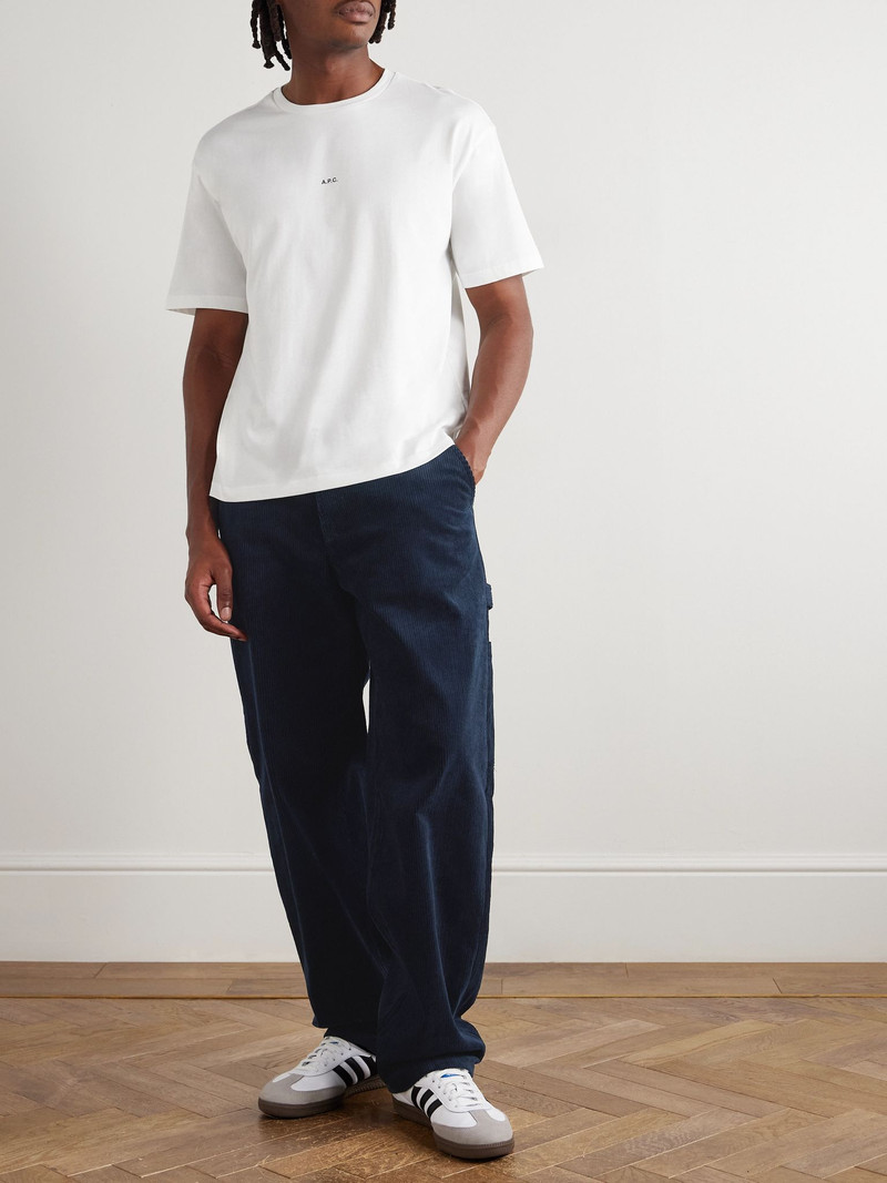 A.P.C. Fergus Straight-Leg Cotton-Blend Corduroy Trousers Navy outlook