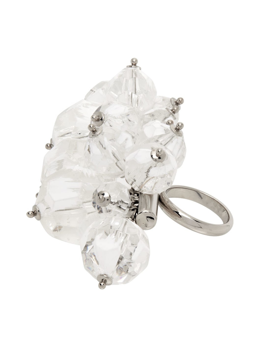 Silver Brushed Bead Ring - 3
