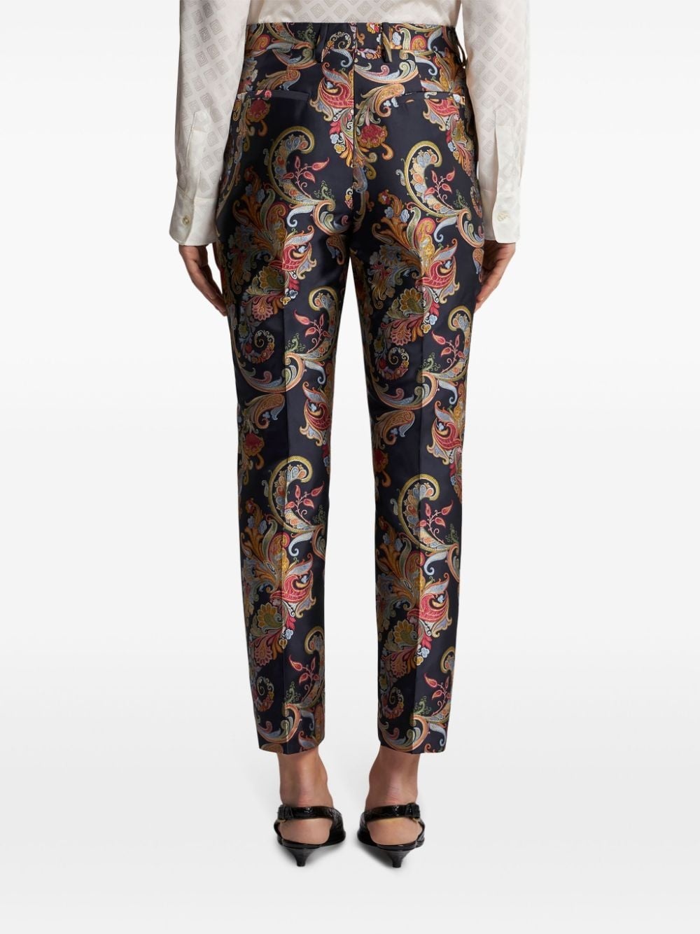jacquard paisley cropped trousers - 4