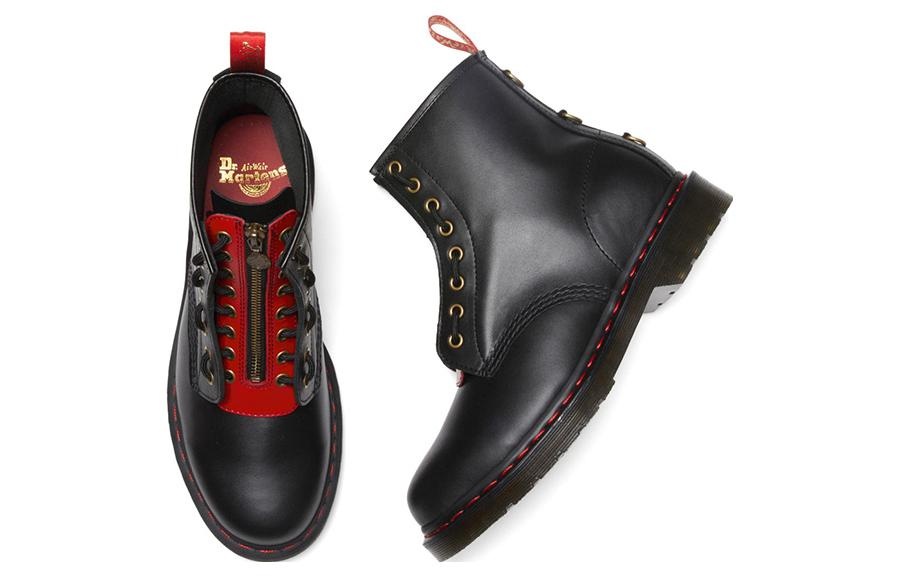 Dr. Martens 1460 Year of the Rabbit Leather Lace Up Boots 'Black Red' 30556004 - 4