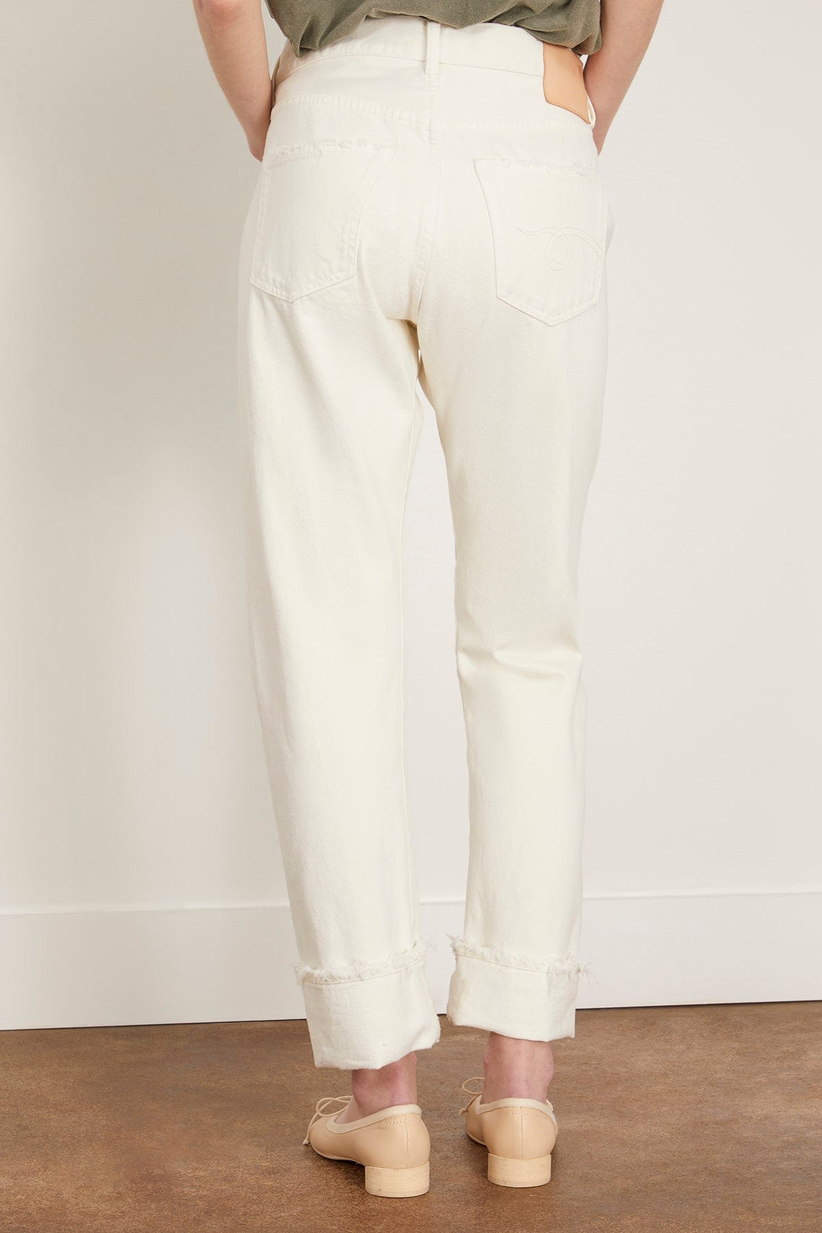 Cuffed Crossover Jean in Bennett White Selvedge - 4