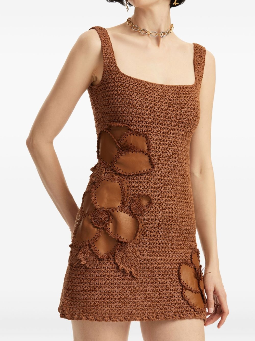 floral crochet mini dress - 5