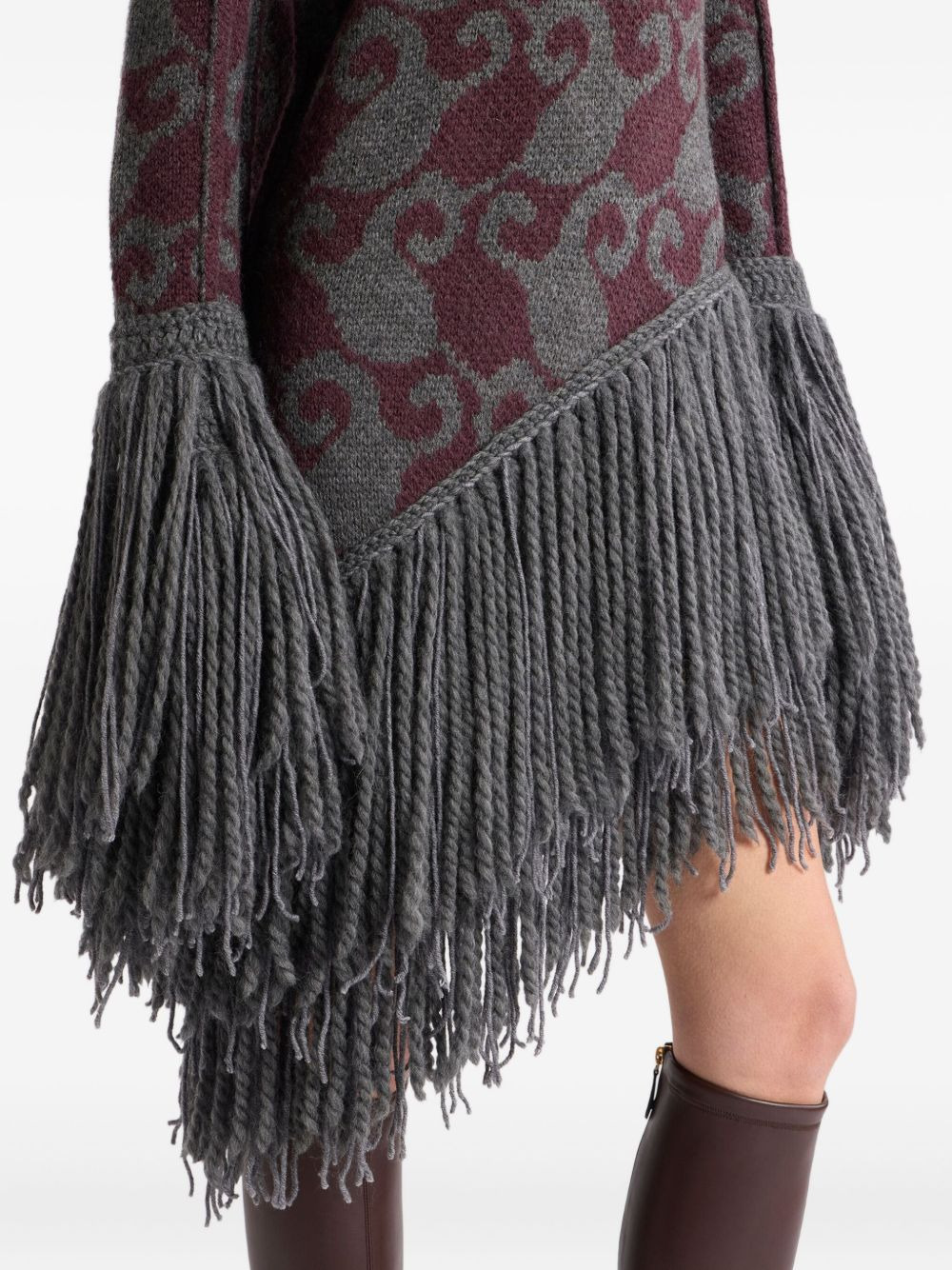 knitted-jacquard fringe mini dress - 4
