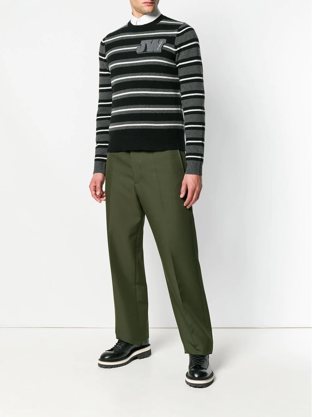 striped crew neck jumper - 2