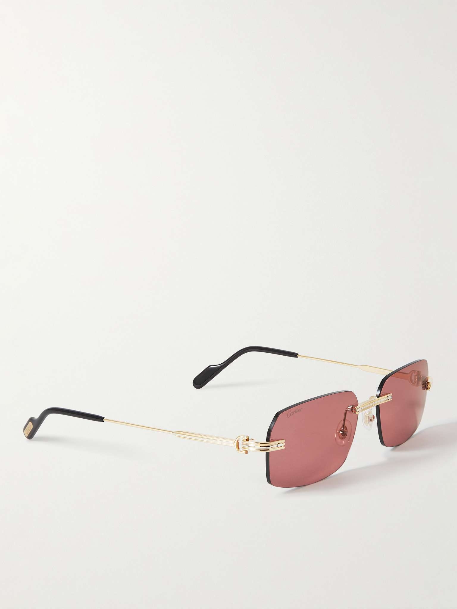 Rimless Rectangular-Frame Gold-Tone Sunglasses - 3