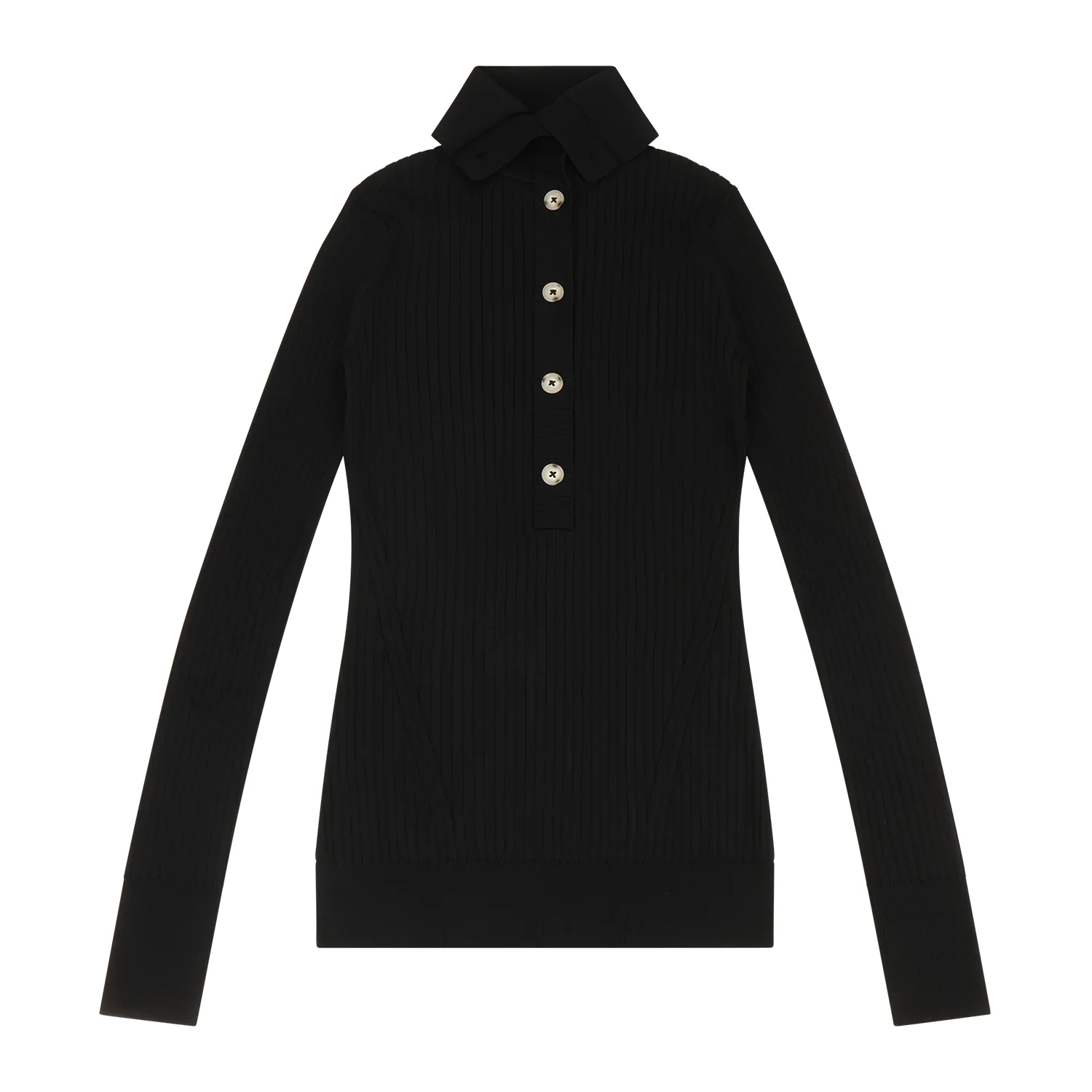 HIGH NECK HENLEY BLACK - 1