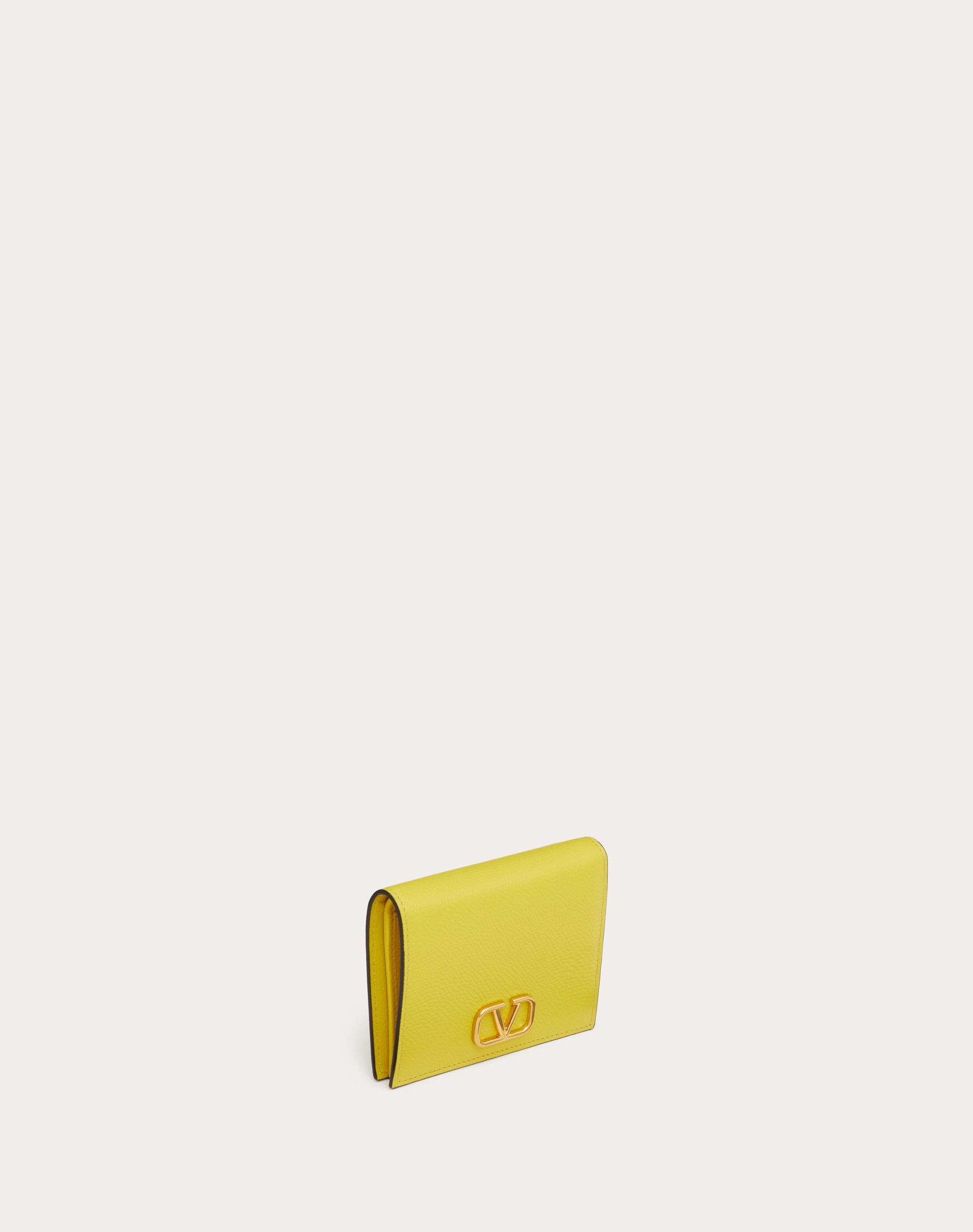 COMPACT VLOGO SIGNATURE GRAINY CALFSKIN WALLET - 4