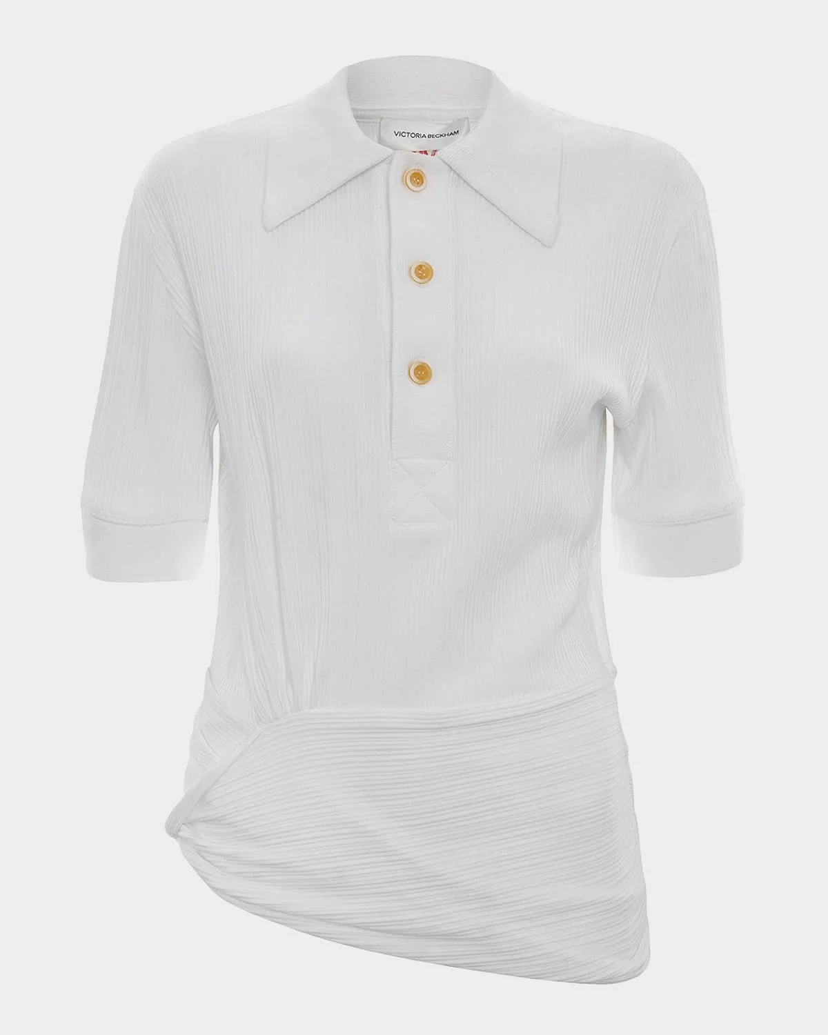 Twisted Rib Short-Sleeve Polo Shirt - 1