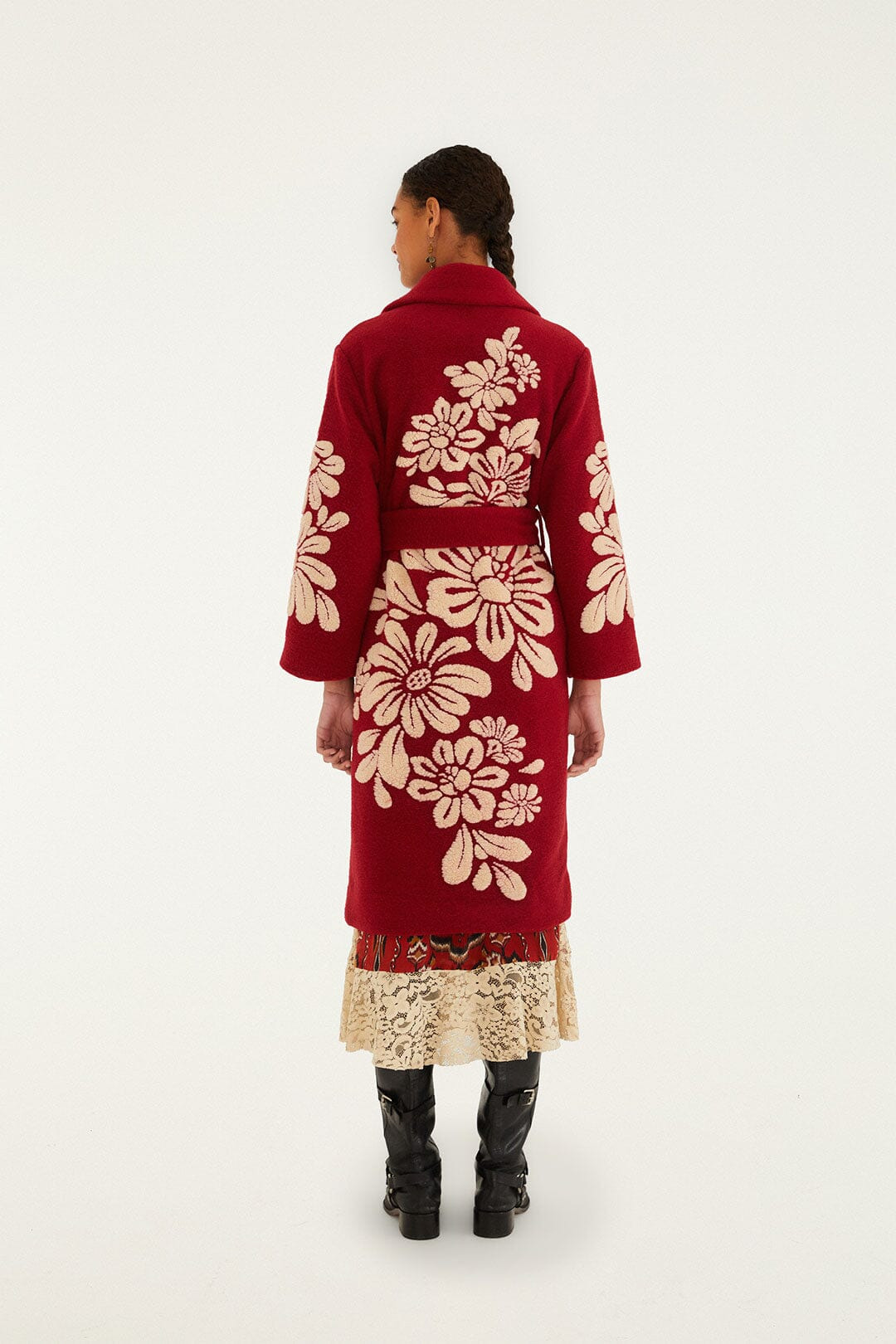 Burgundy Bold Flowers Fleece - 3