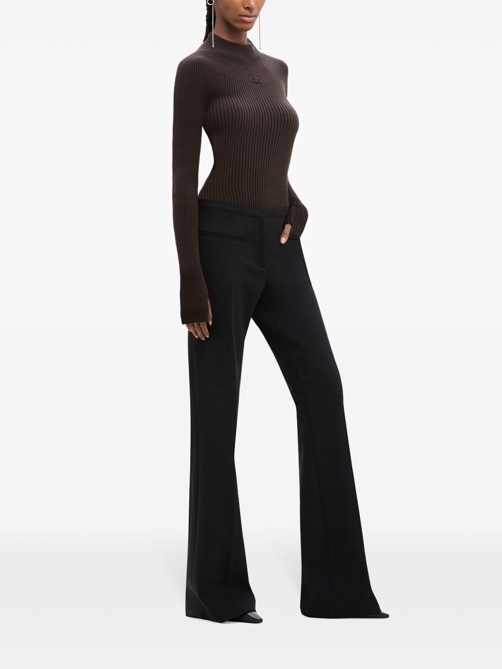 logo-embroidered ribbed bodysuit - 3