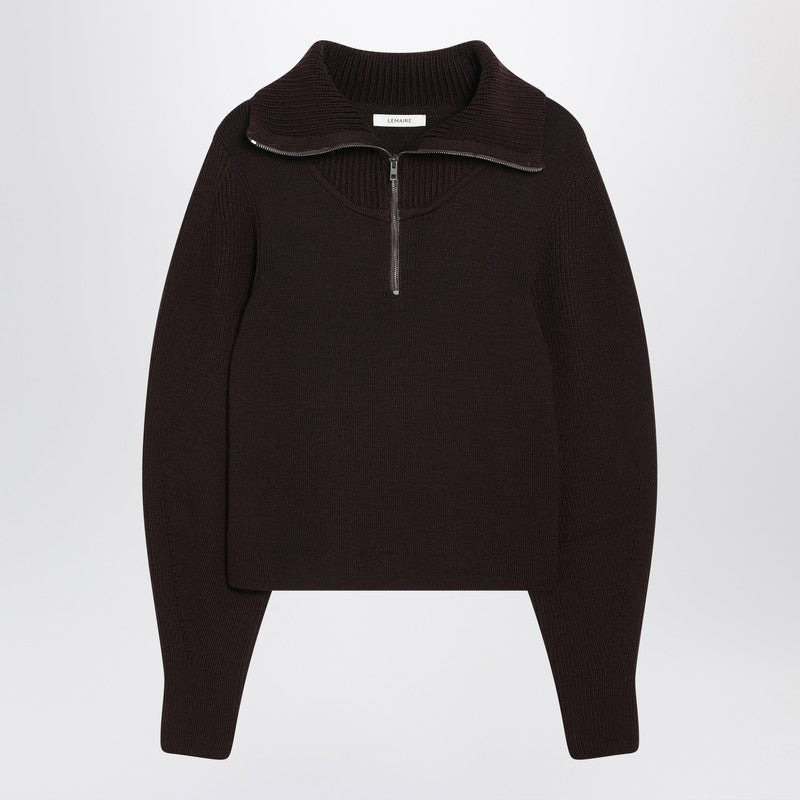 LEMAIRE Eggplant zip-up sweater - 1