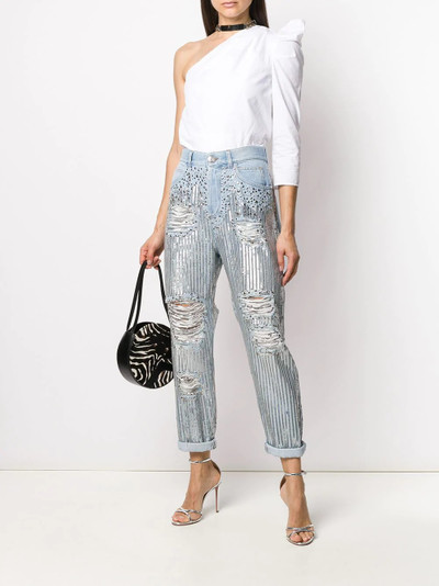 Balmain high-rise sequin boyfriend jeans outlook