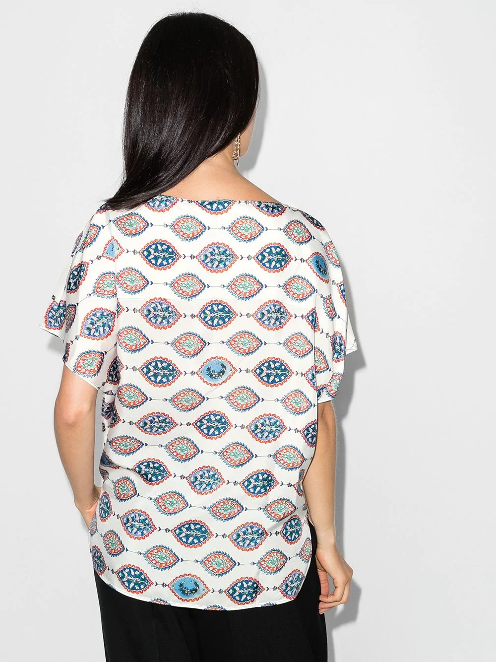 ceramic-print short-sleeve top - 3