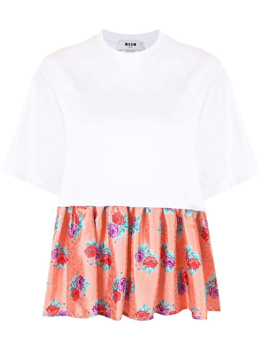 floral-hem T-shirt - 1