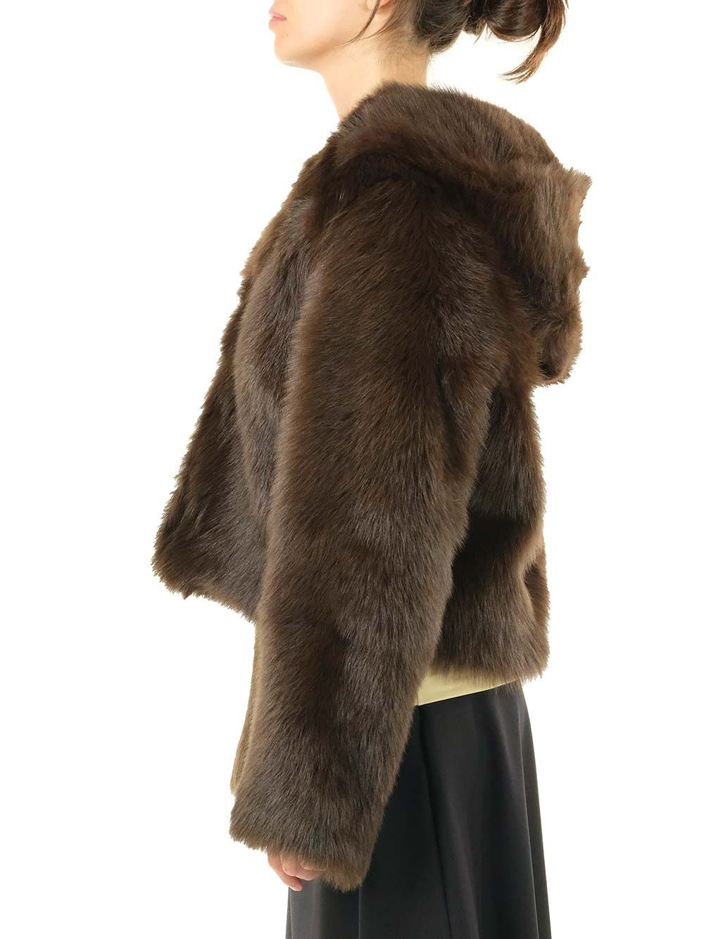 Shearling Hooded Jacket Coats Brown - 5