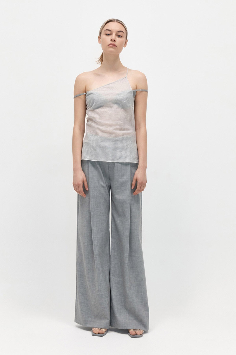 Asymmetric One Shoulder Top - Sheer Stripe 3