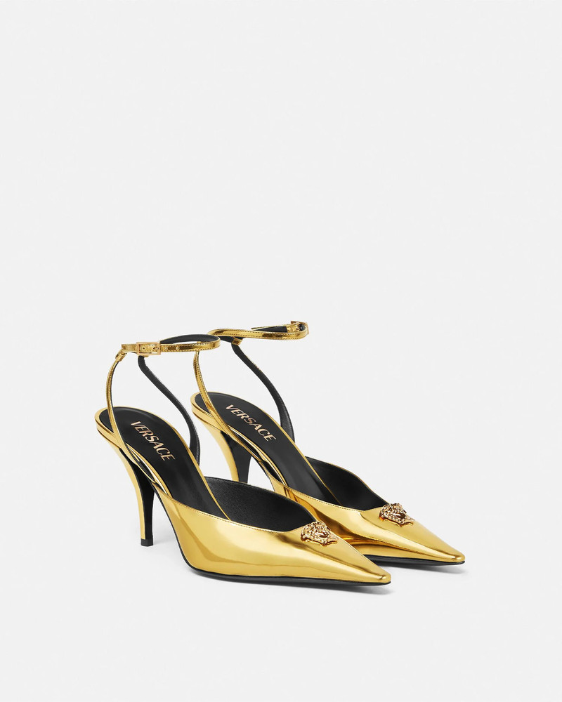 VERSACE La Medusa Metallic Slingback Pumps 85 mm outlook