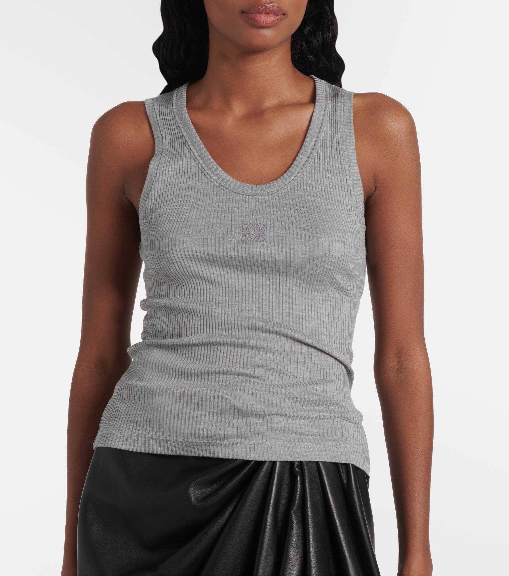Anagram ribbed-knit silk tank top - 5