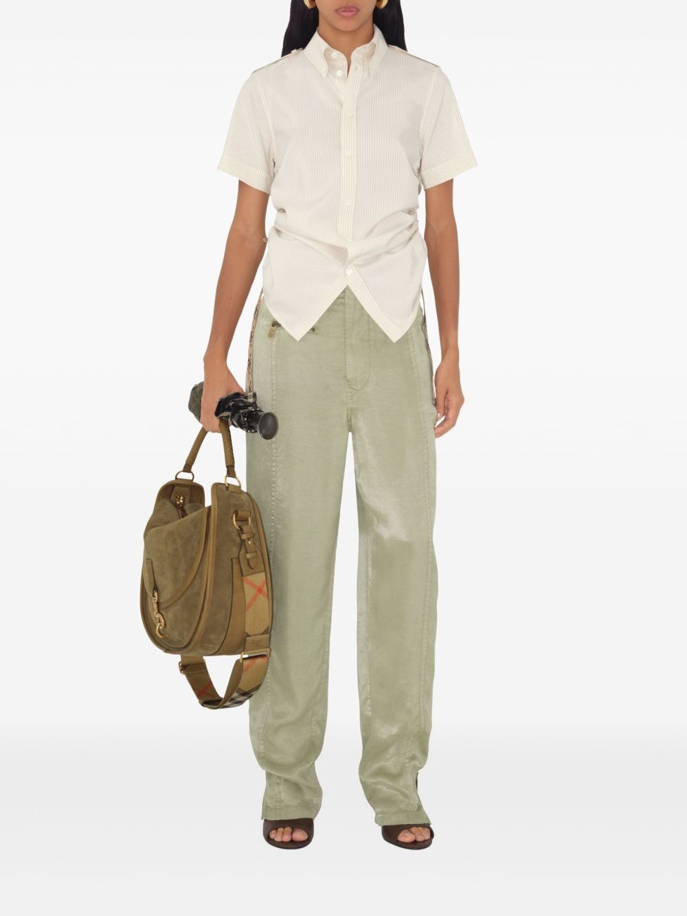 crest-embroidered trousers - 2