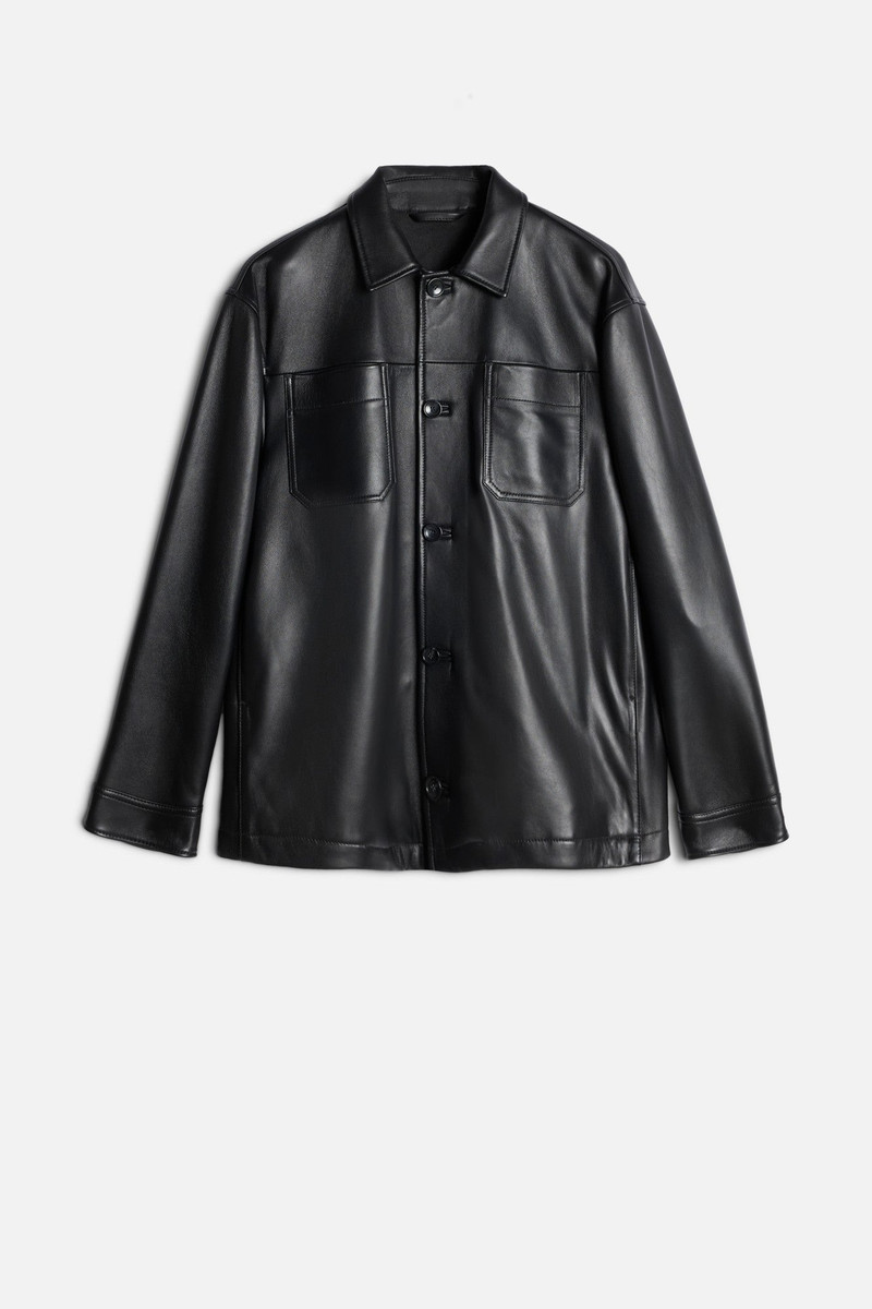 Leather Overshirt in Black 1