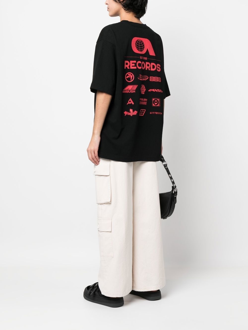 Records-print cotton T-shirt - 3