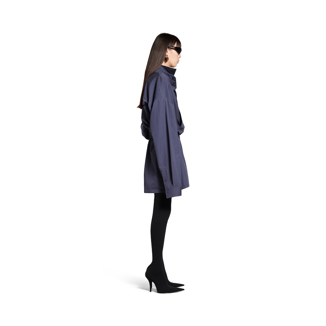 Women's Shirt Mini Dress in Faded Blue - 3