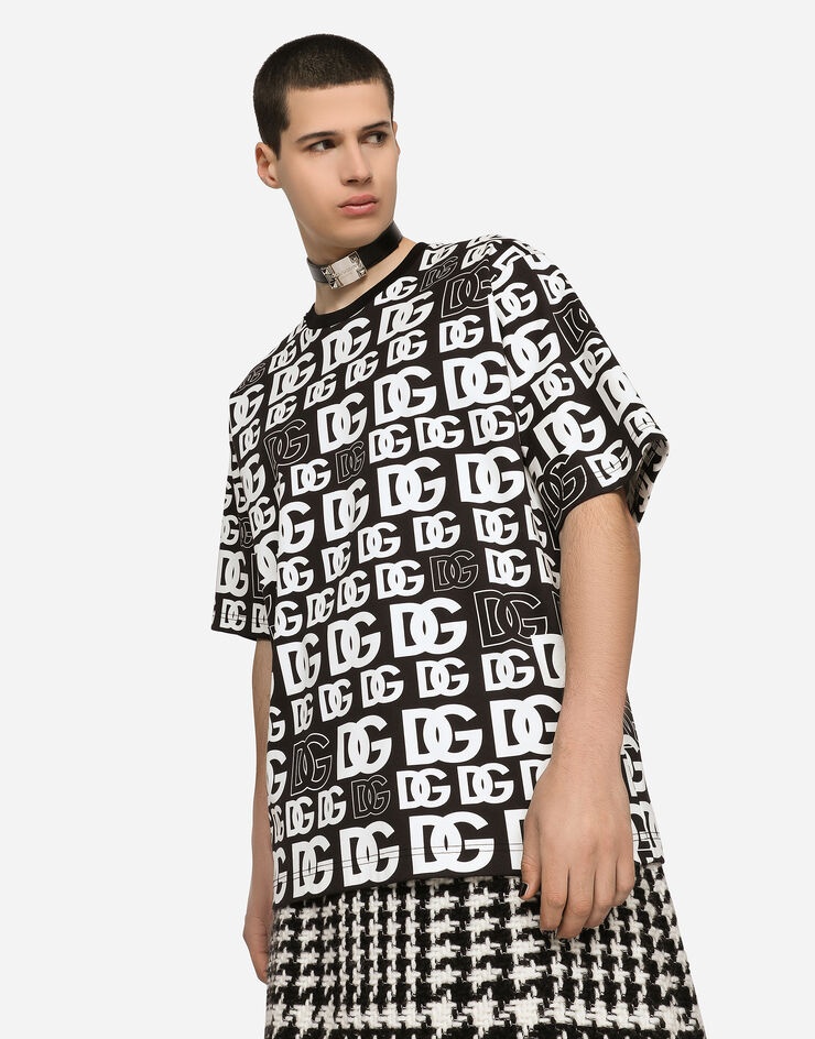 Cotton T-shirt with all-over DG logo print - 2