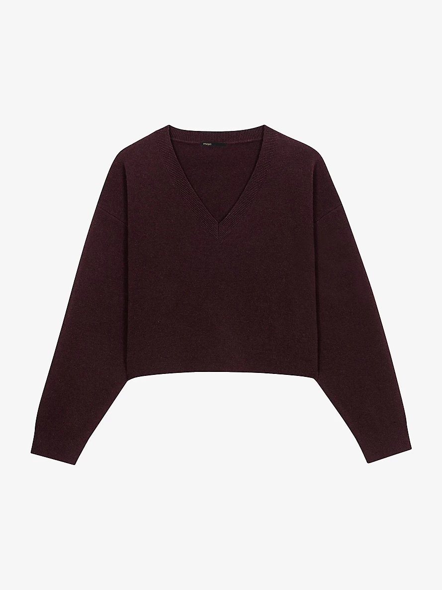 V-neck relaxed-fit wool and cashmere-blend jumper - 1