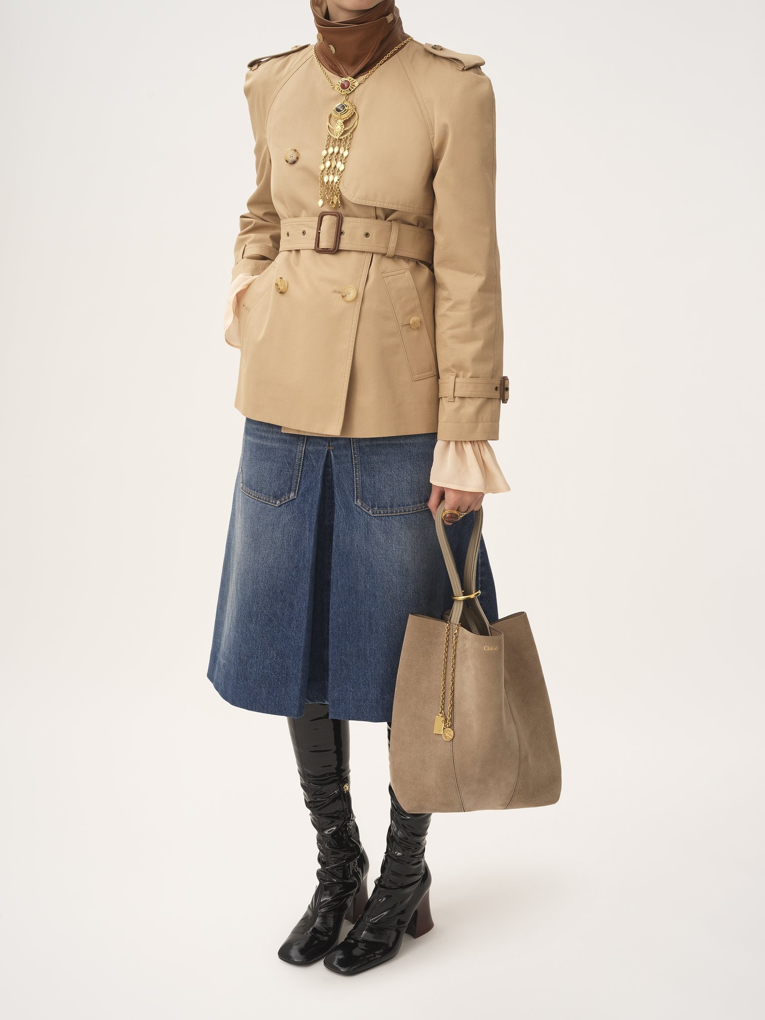 CHLOÉ SPIN TOTE BAG IN SUEDE LEATHER - 7