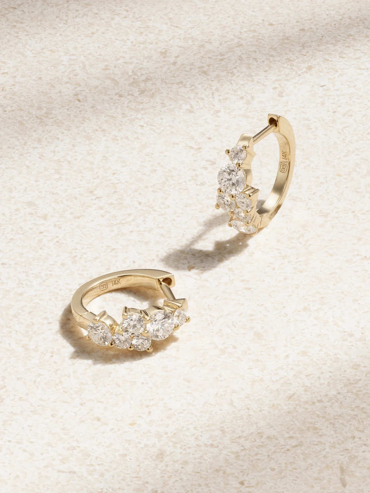 14-karat Gold Diamond Hoop Earrings - 1
