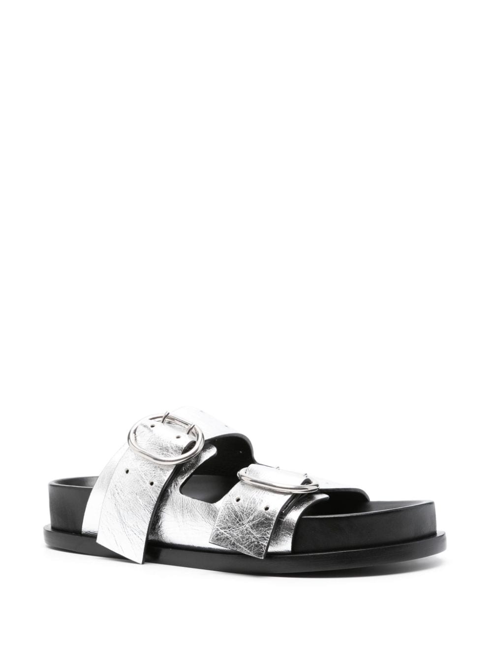 double-buckle leather sandals - 2