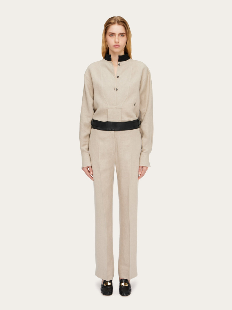 Linen trouser with eco-leather belt 8
