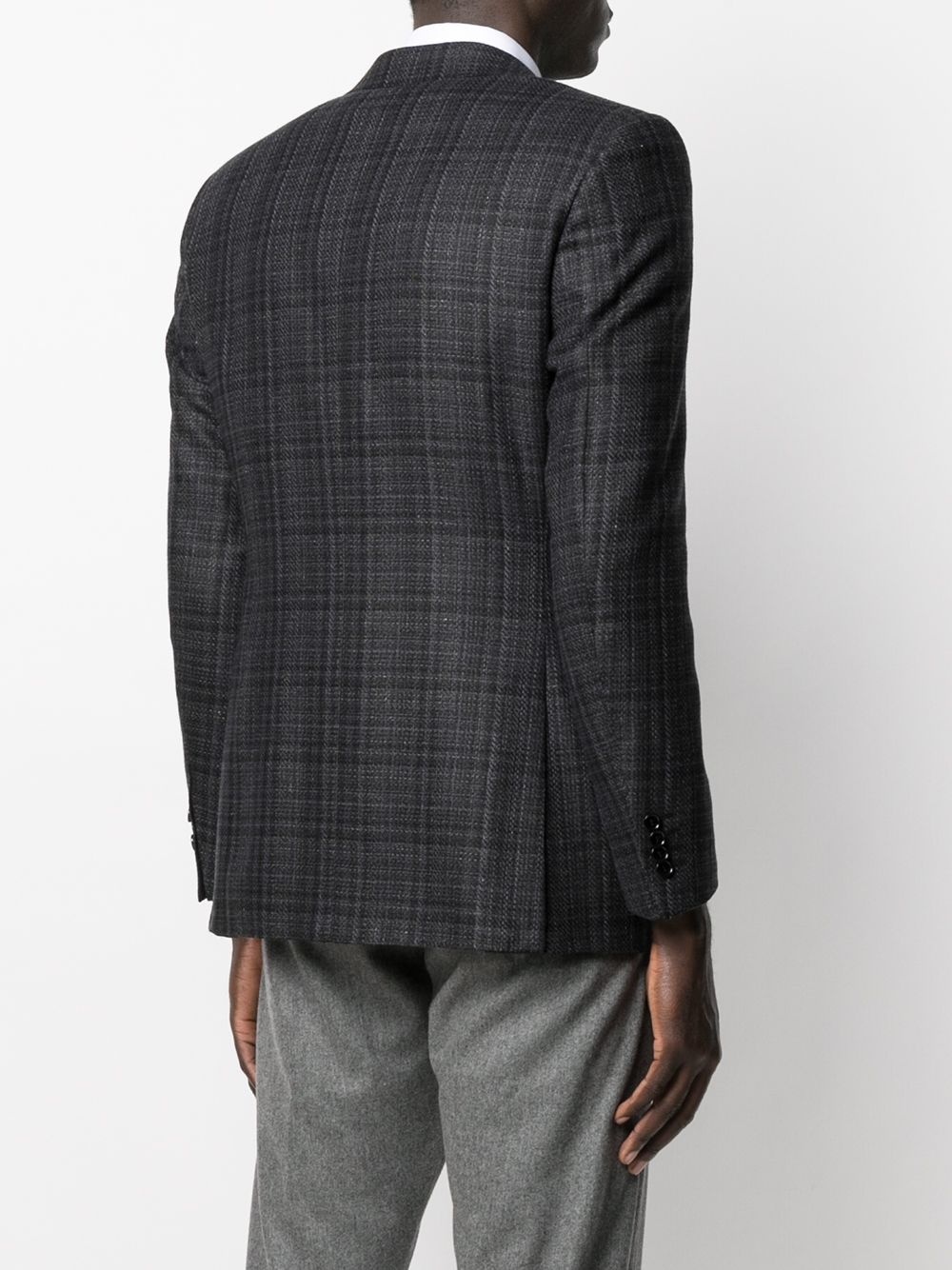 checked single-breasted blazer - 4