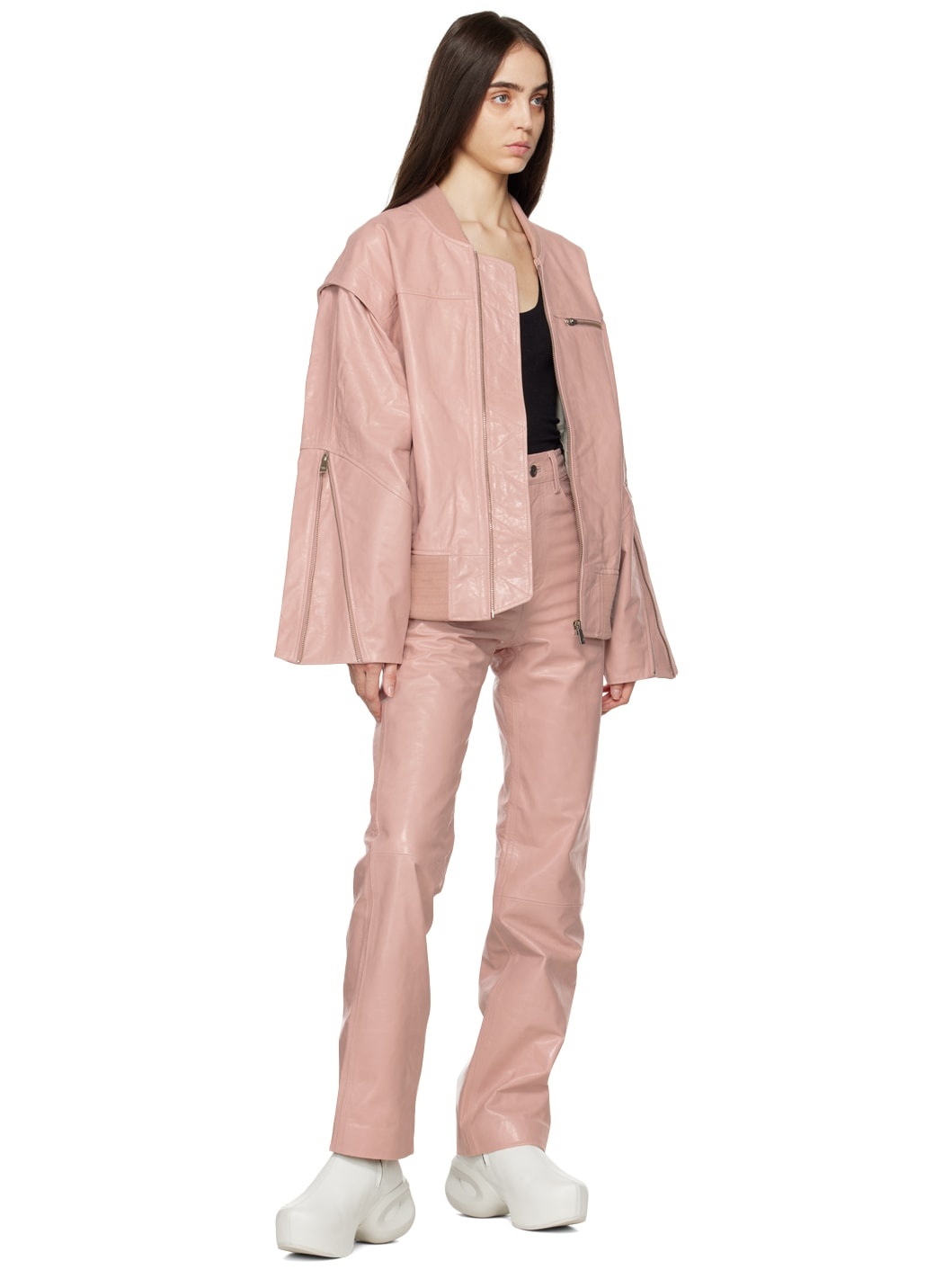 Pink Lynn Leather Trousers - 4