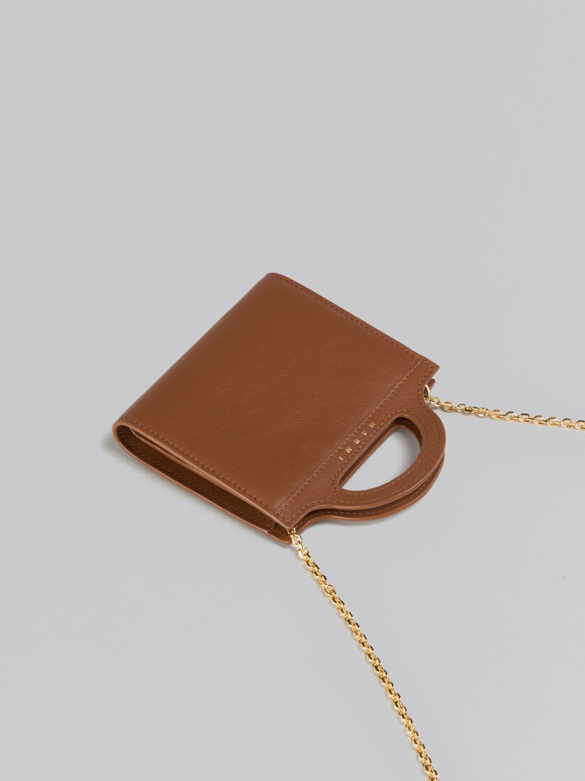 BROWN LEATHER TROPICALIA WALLET WITH CHAIN STRAP - 6