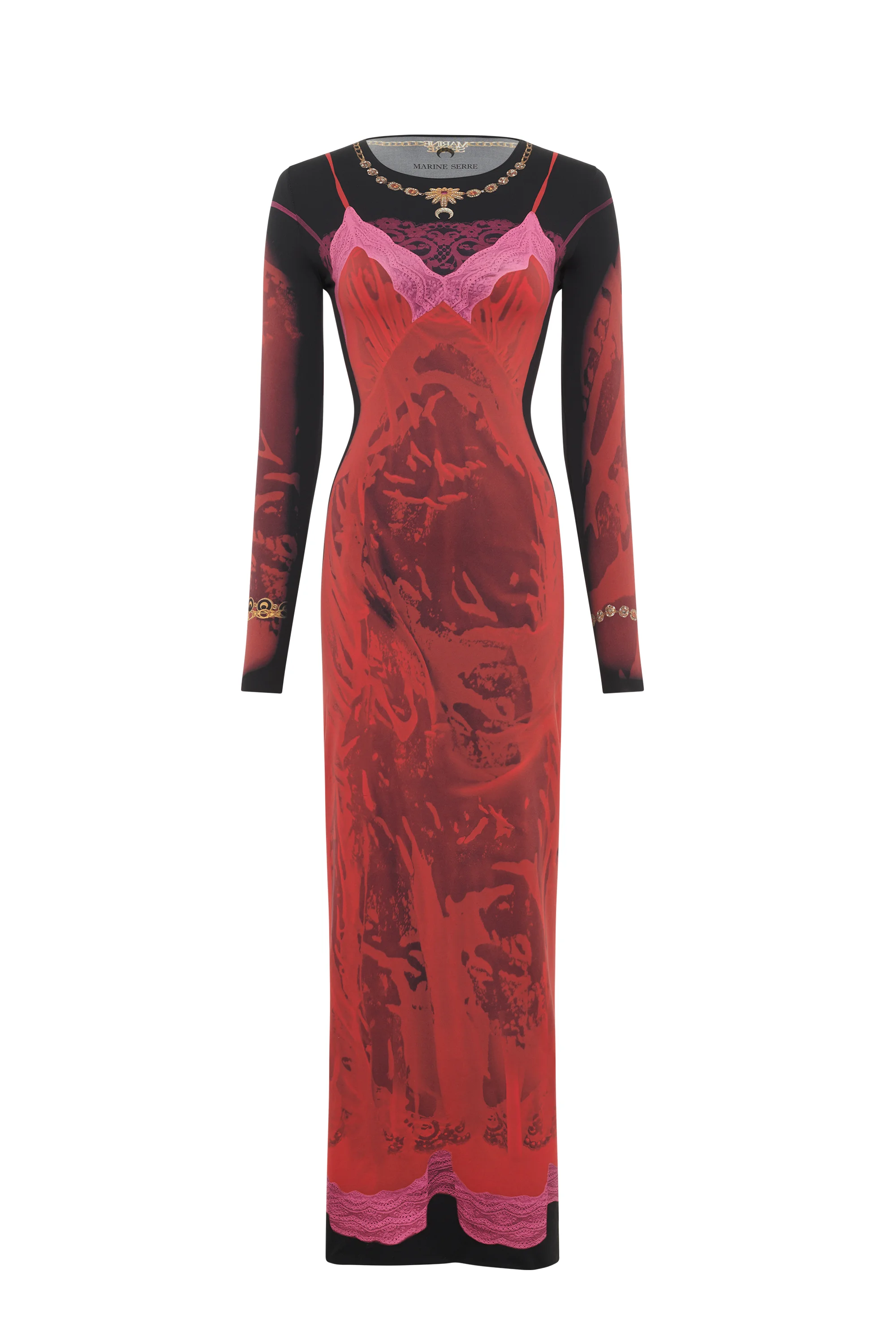 Wet Nuisette Printed Jersey Ls Long DreSS - 1