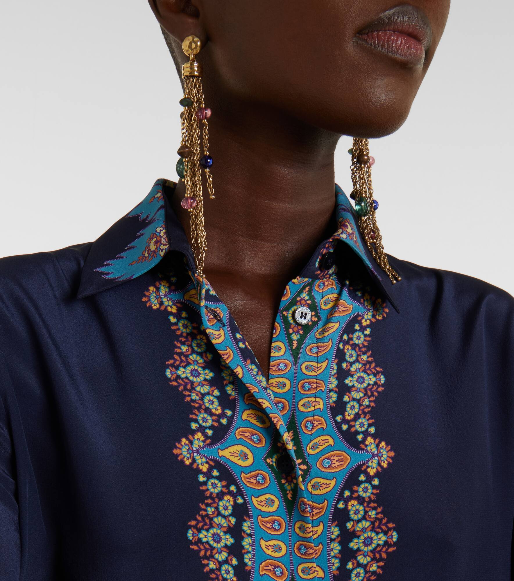 Printed silk crêpe de chine shirt - 4