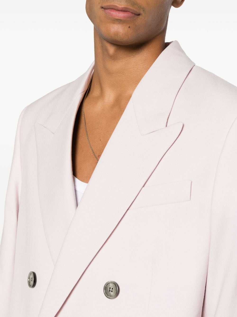 virgin wool double-breasted blazer - 9