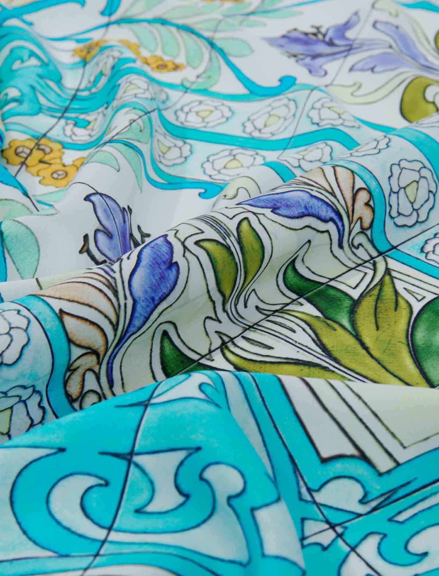 Mosaic pattern silk scarf - 5