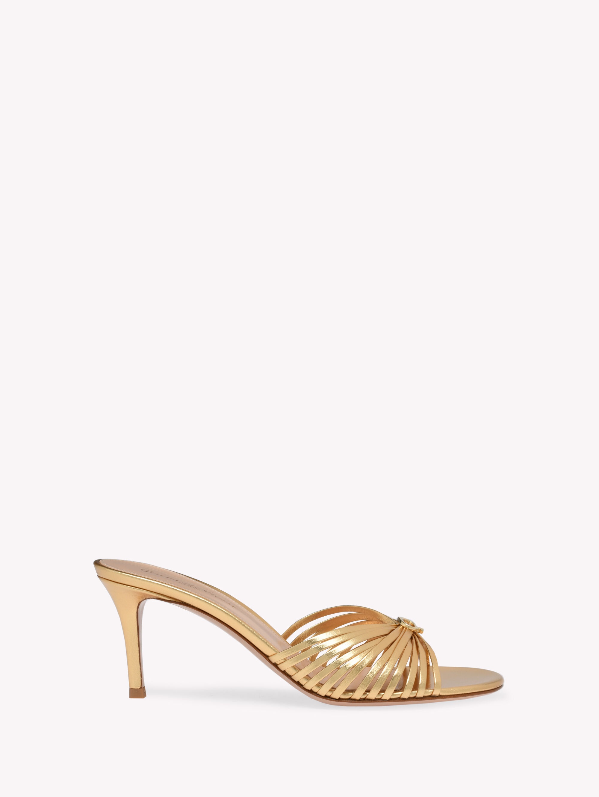 【Gianvito Rossi】 Vyna 70メタリックレザーミュール Vyna 70 metallic leather mules in silver - Gianvito Rossi