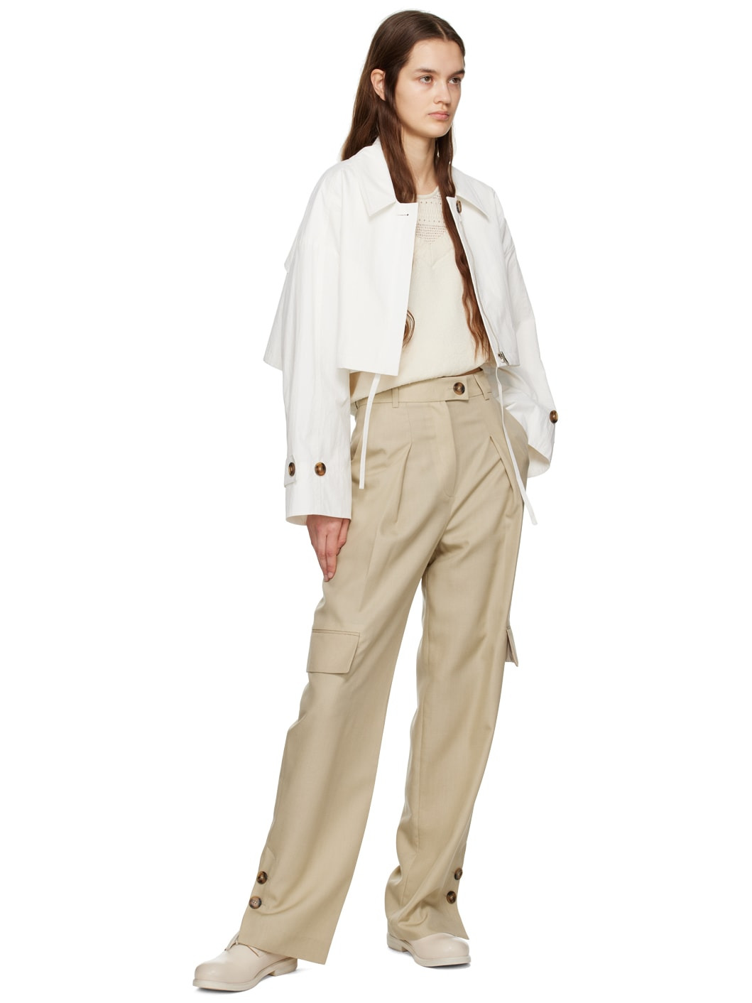 White Crinkled Jacket - 4