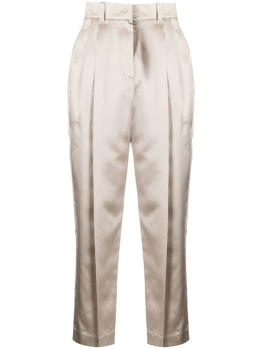 metallic high-waisted tapered trousers - 1