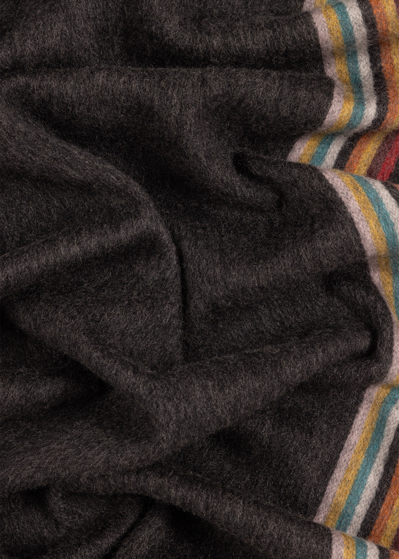 Paul Smith Black Cashmere 'Signature Stripe' Edge Scarf outlook
