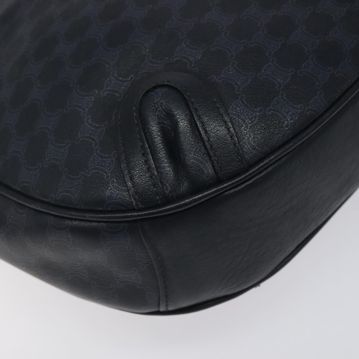 CELINE Macadam Canvas Shoulder Bag Leather Navy Gold - 13