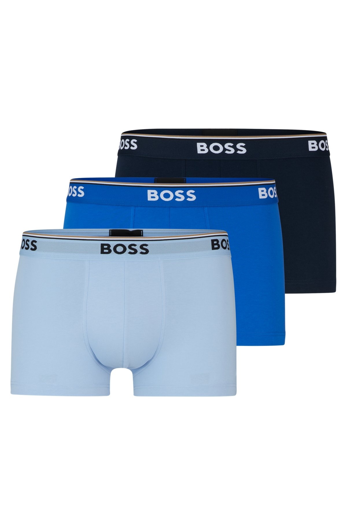 THREE-PACK OF STRETCH-COTTON TRUNKS WITH LOGO WAISTBANDS - 1
