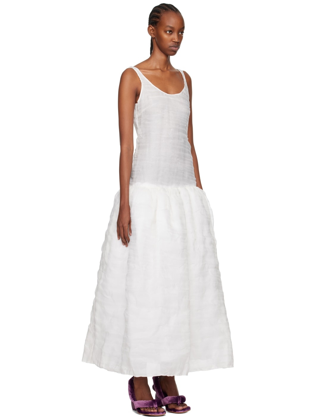 White Puffy Maxi Dress - 2