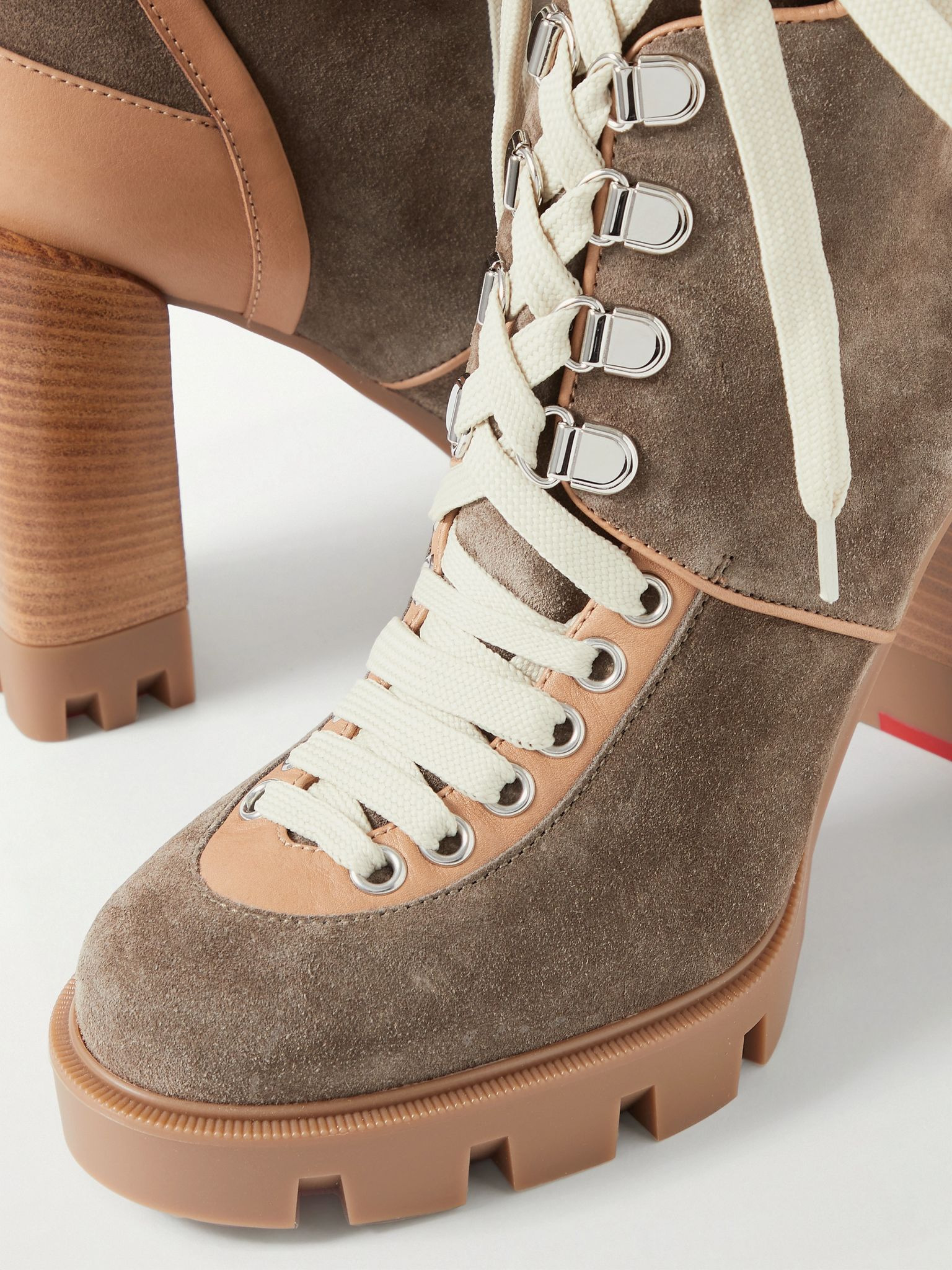 Macademia 100 buckled leather-trimmed suede ankle boots Taupe - 4